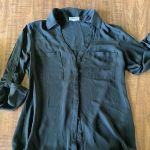 Express Slim Fit Portofino Shirt Black - Size M